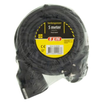 Verlengsnoer randaarde, 2500W 3 x 1.0 mm². 5 m zwart