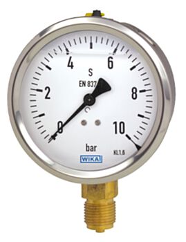 Manometer Ø63mm - 0-6 bar - RVS kast - 1/4'' onderaansluiting