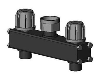 LEV Groepenverdeler 2-weg met kranen (1'' ingang bovenaansluiting)