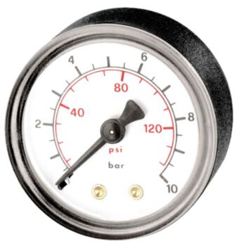 Manometer Ø63mm - 0-16 bar - zwart stalen kast - 1/4'' achteraansluiting 