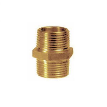 Messing nippel recht 2 x buitendraad 1½"