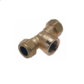 Messing knel T-stuk 22 x ½ x 22mm