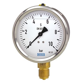 Manometer Ø63mm - 0-6 bar - RVS kast - 1/4'' onderaansluiting