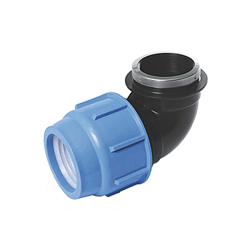 Klemkoppeling knie 90° 20 x 1/2" binnendraad KIWA