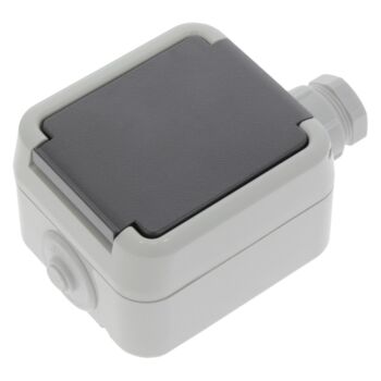 Peha contactdoos opbouw, randaarde grijs