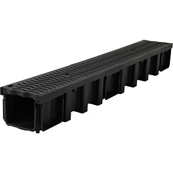 Kunststof goot zwart met kunststof rooster