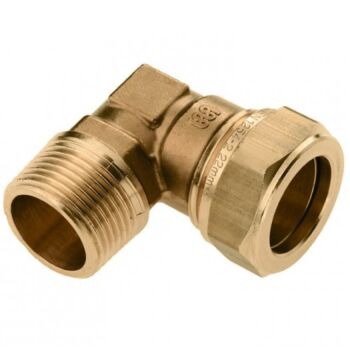 knelkoppeling knie 15mm x 1/2" buitendraad messing