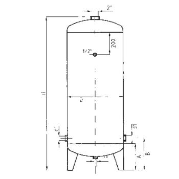 Gegalvaniseerde drukketel verticaal 300 liter