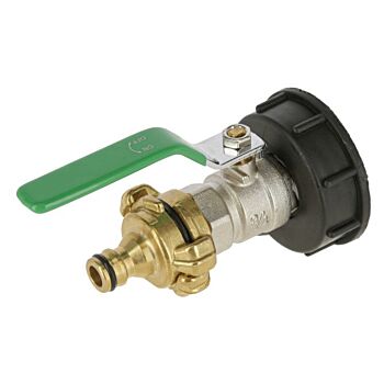 IBC aansluiting met Kogelkraan met  Geka-koppeling en  snelkoppeling