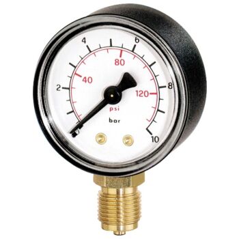 Manometer Ø63mm - 0-6 bar -zwart stalen kast - 1/4'' onderaansluiting 