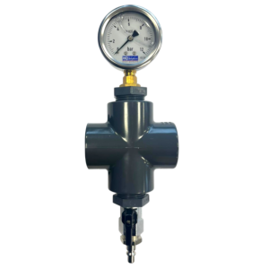 Afblaaspunt met manometer 1" binnendraad