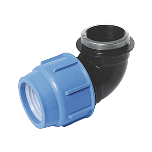 Klemkoppeling knie 90° binnendraad KIWA